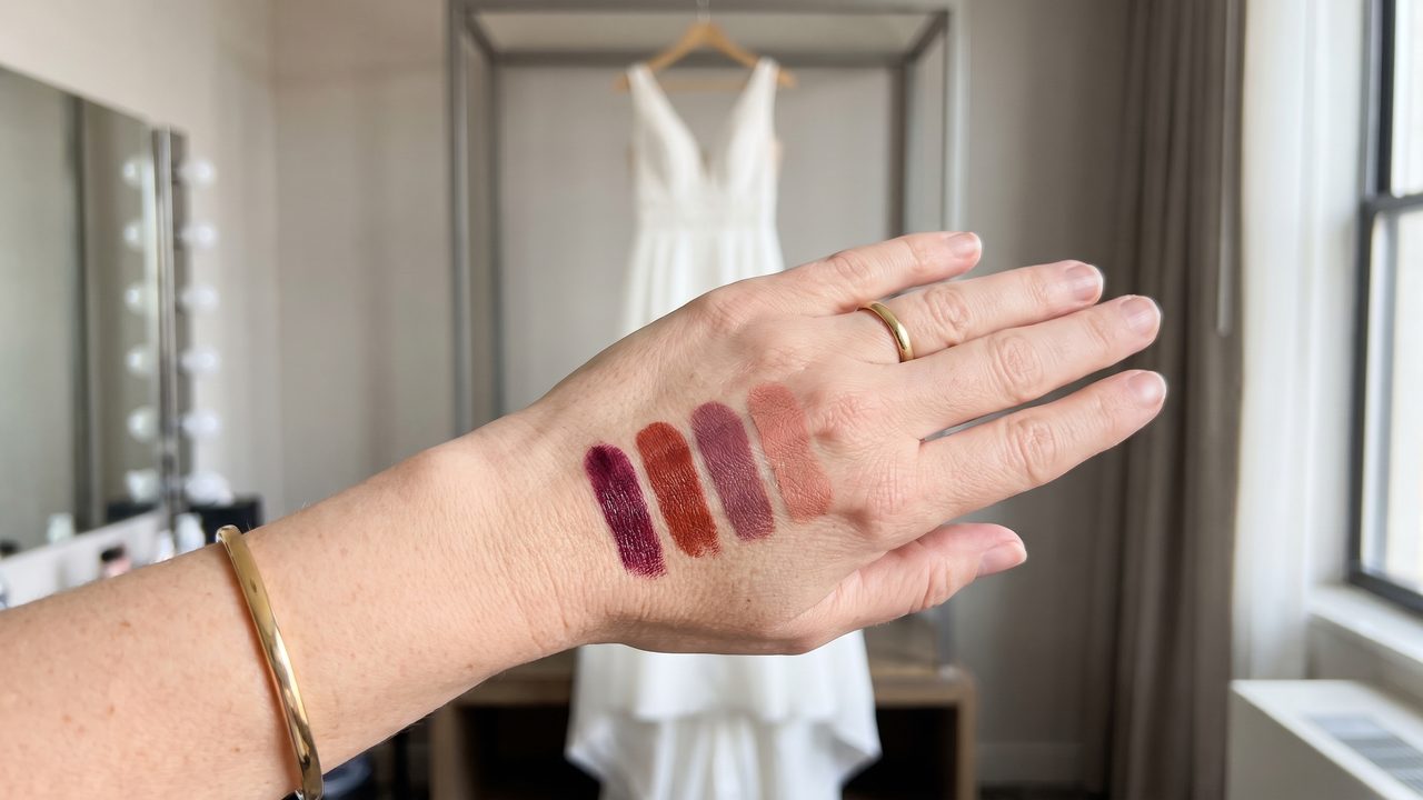 The first four, swatched on my hand.